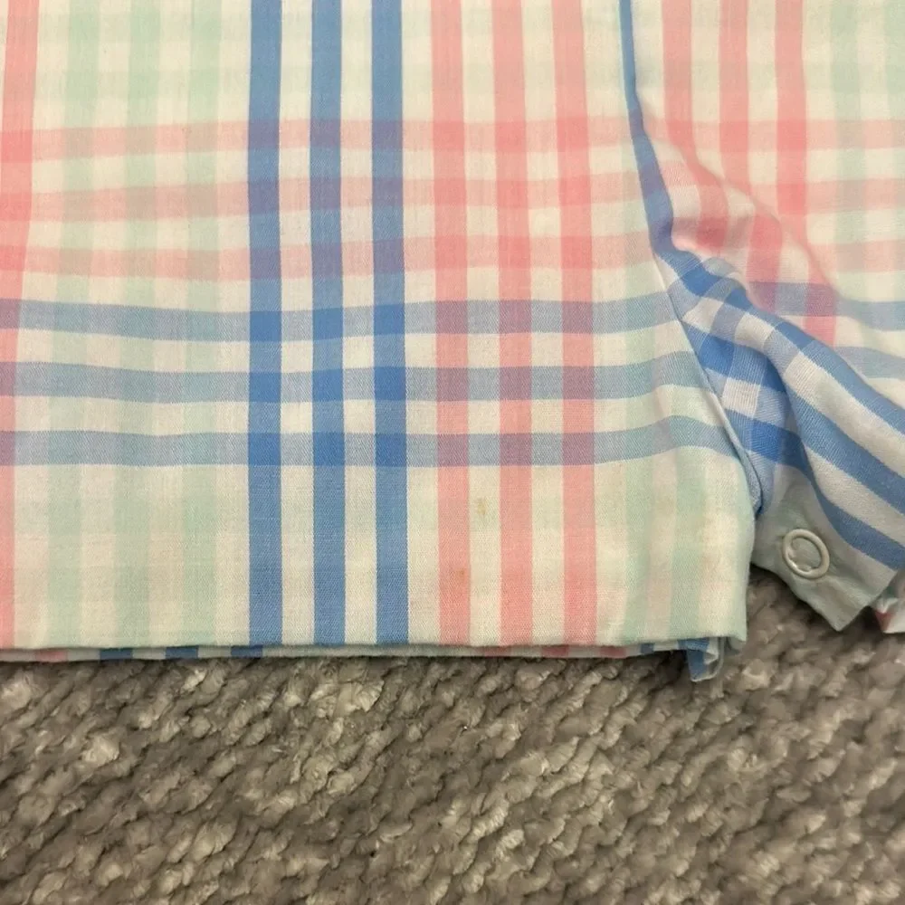 The Beaufort Bonnet Co pastel plaid Overall romper 0/6